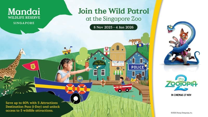 5-in-1 Day Pass: Night Safari + Singapore Zoo + Bird Paradise + River Wonders + Rainforest Asia