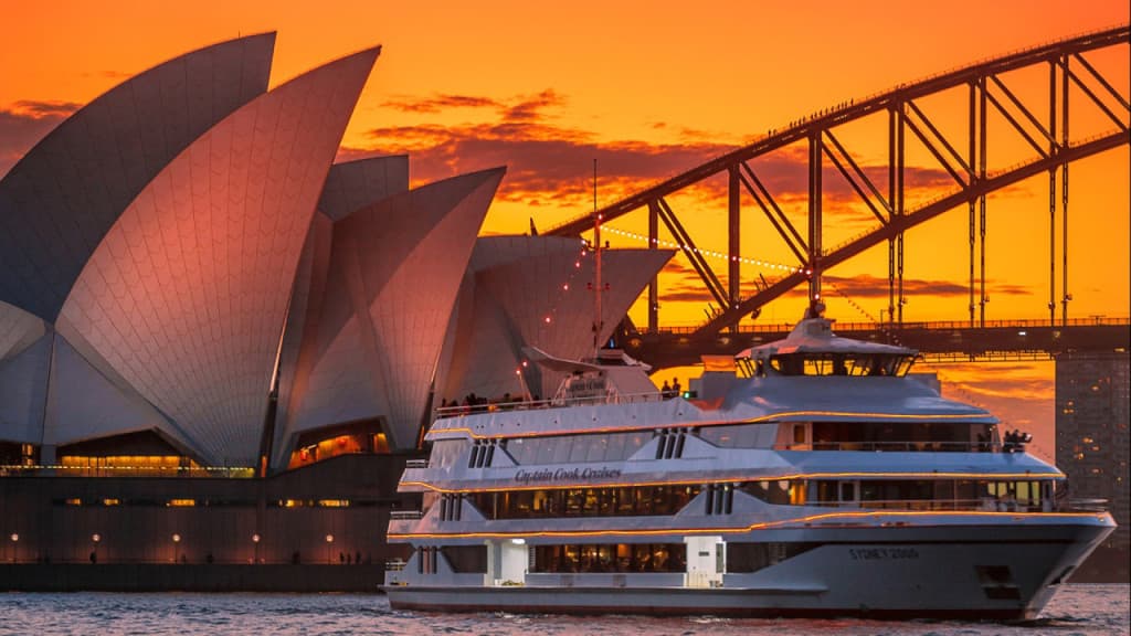 Sydney Harbour Sunset Dinner Cruise aboard Captain Cook Cruises (Sydney Harbour Sunset Dinner Cruise with Window Seating - 5:00 PM (Darling Harbour Departure))